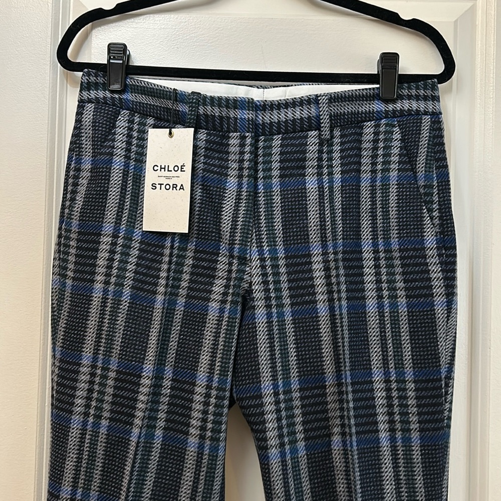 Chloe Stora blue plaid pants size 38/US 6